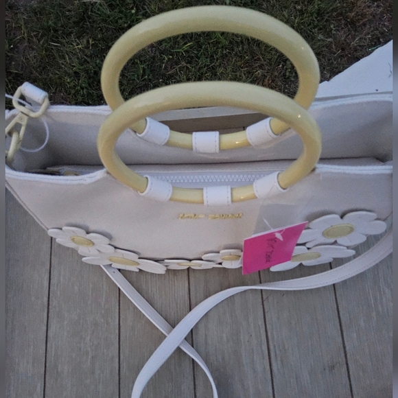 Betsey Johnson Cream and Yellow Satchel with Floral Design - Picture 4 of 7